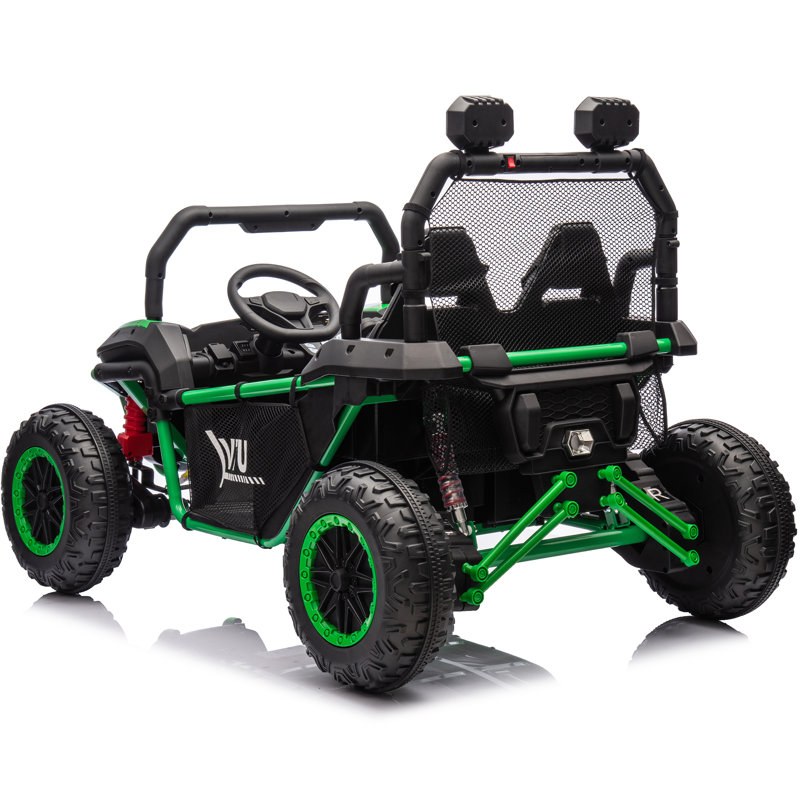 Alinux 24 Volt 10Ah Ride On Car Utv 2 Seater, Kids Electric Car, Metal Frame, Brake&Gas Pedal, Eva Tires, Bluetooth,Purple Pink